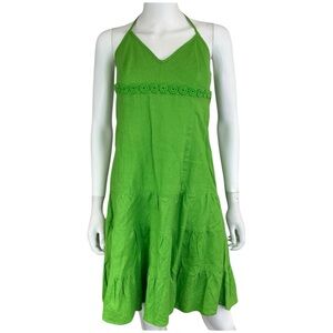 J. Crew NWT Green 100% Linen Casual Dress Size 4P J0394